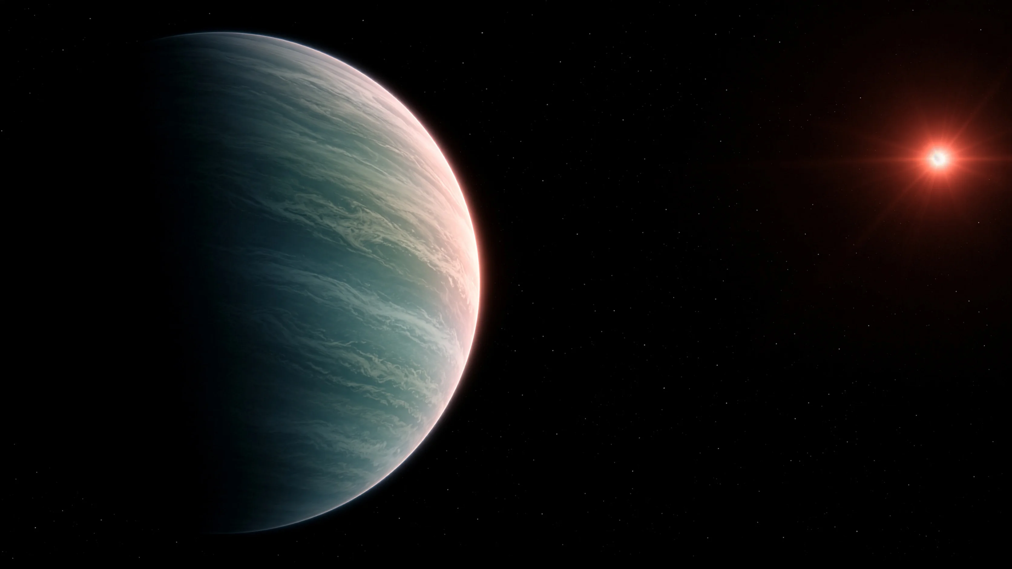 K2-18b vor seinem Roten Zwergstern