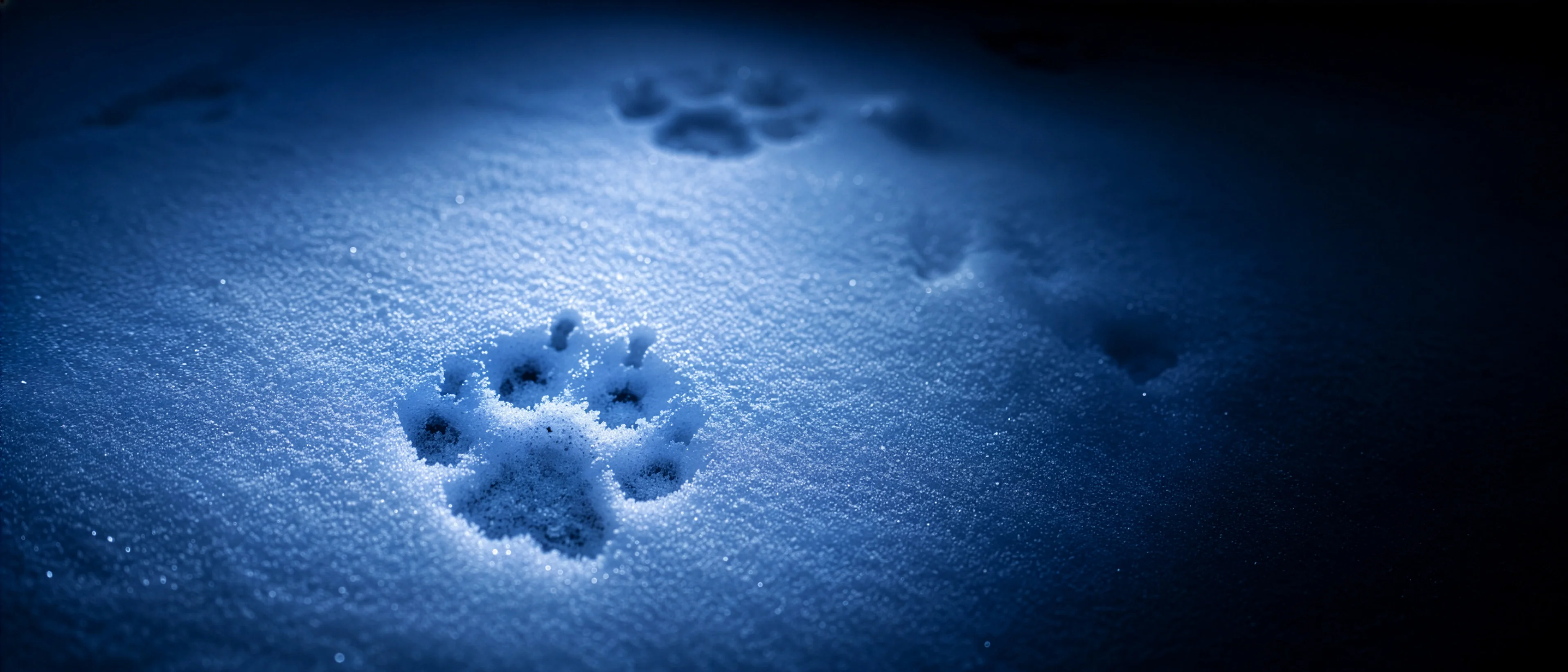 Wolfsspur im frischen Schnee